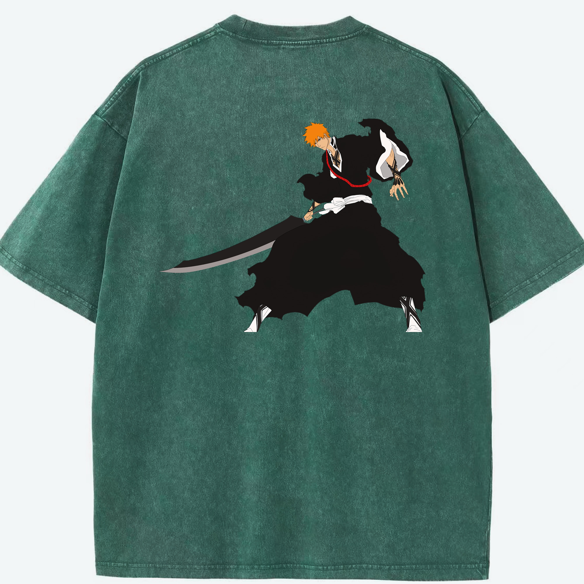 （画像用） ブリーチ 黒崎一護（くろさき いちご）BLEACH Kurosaki Ichigo 綿100% ヴィンテージ風 半袖Tシャツ（背面プリント）